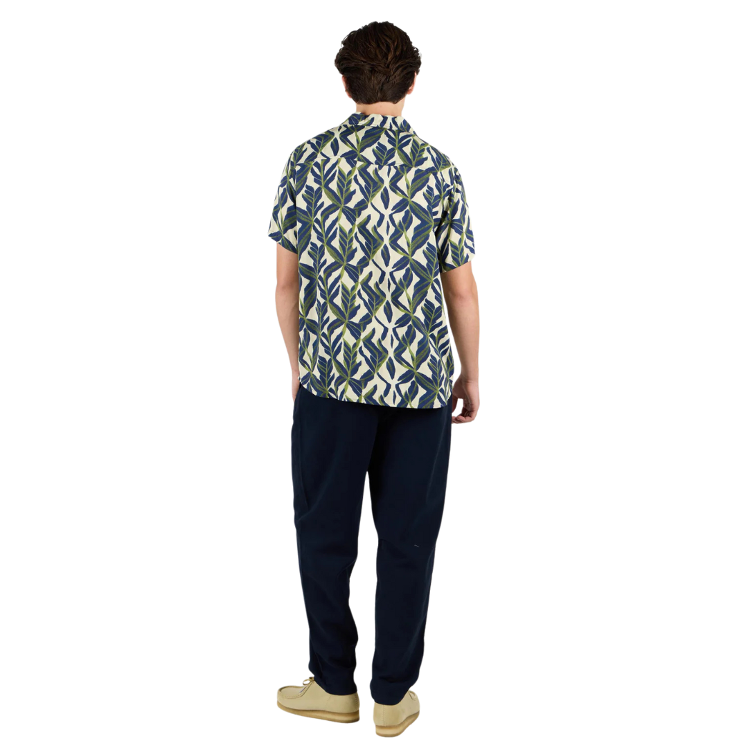 Wemoto - Viscose Resort Collar Shirt Navy Blue-Green
