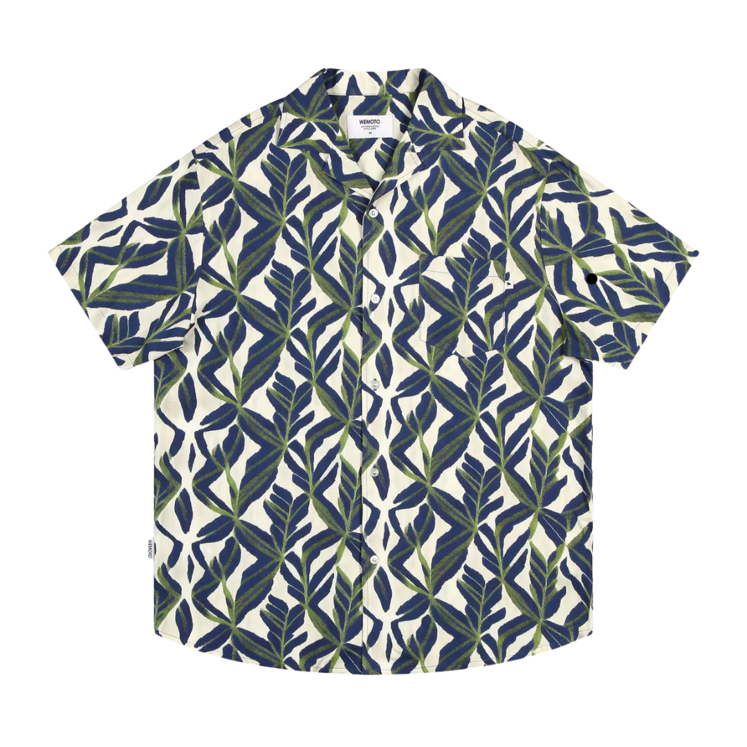 Wemoto - Viscose Resort Collar Shirt Navy Blue-Green