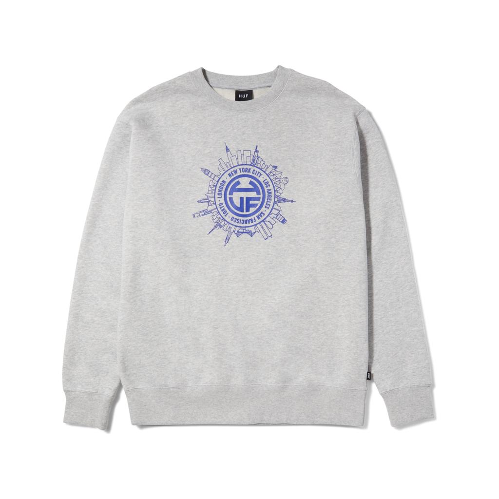 HUF - Internationally Known Crewneck Heather Grey / Navy